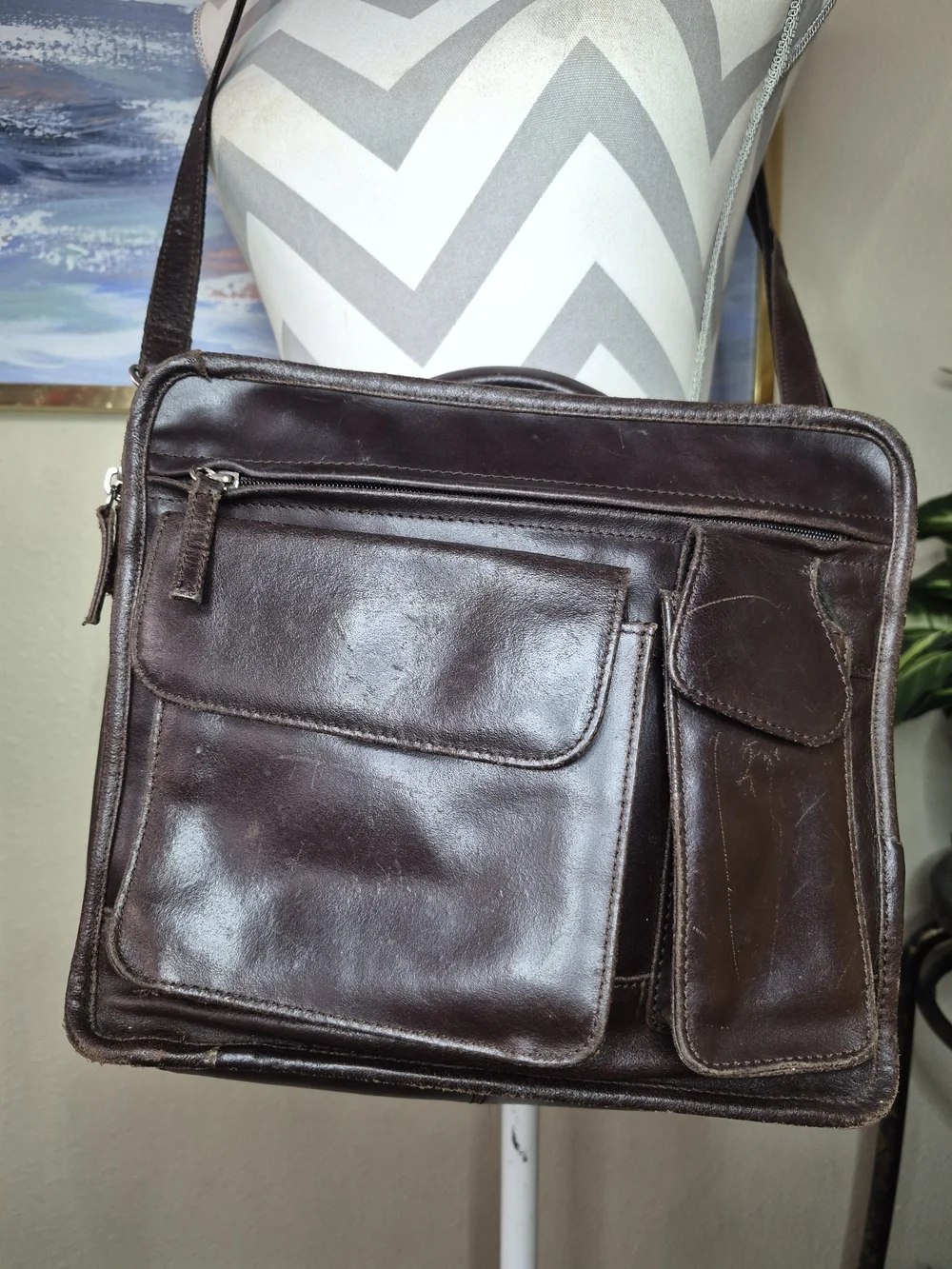 Wilsons Leather Dark Brown Leather Messenger Satchel